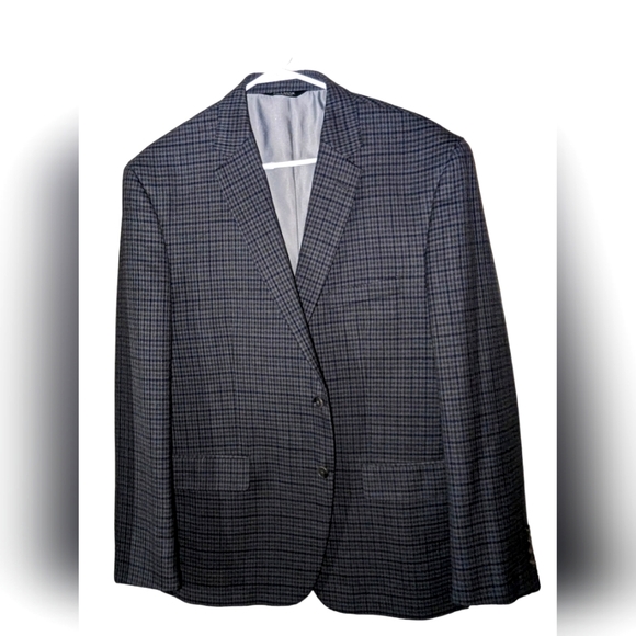 Jos. A. Bank Other - Jos A Bank Blazer Mens 46R Blue 2 Button Plaid Sport Coat Wool Traveler